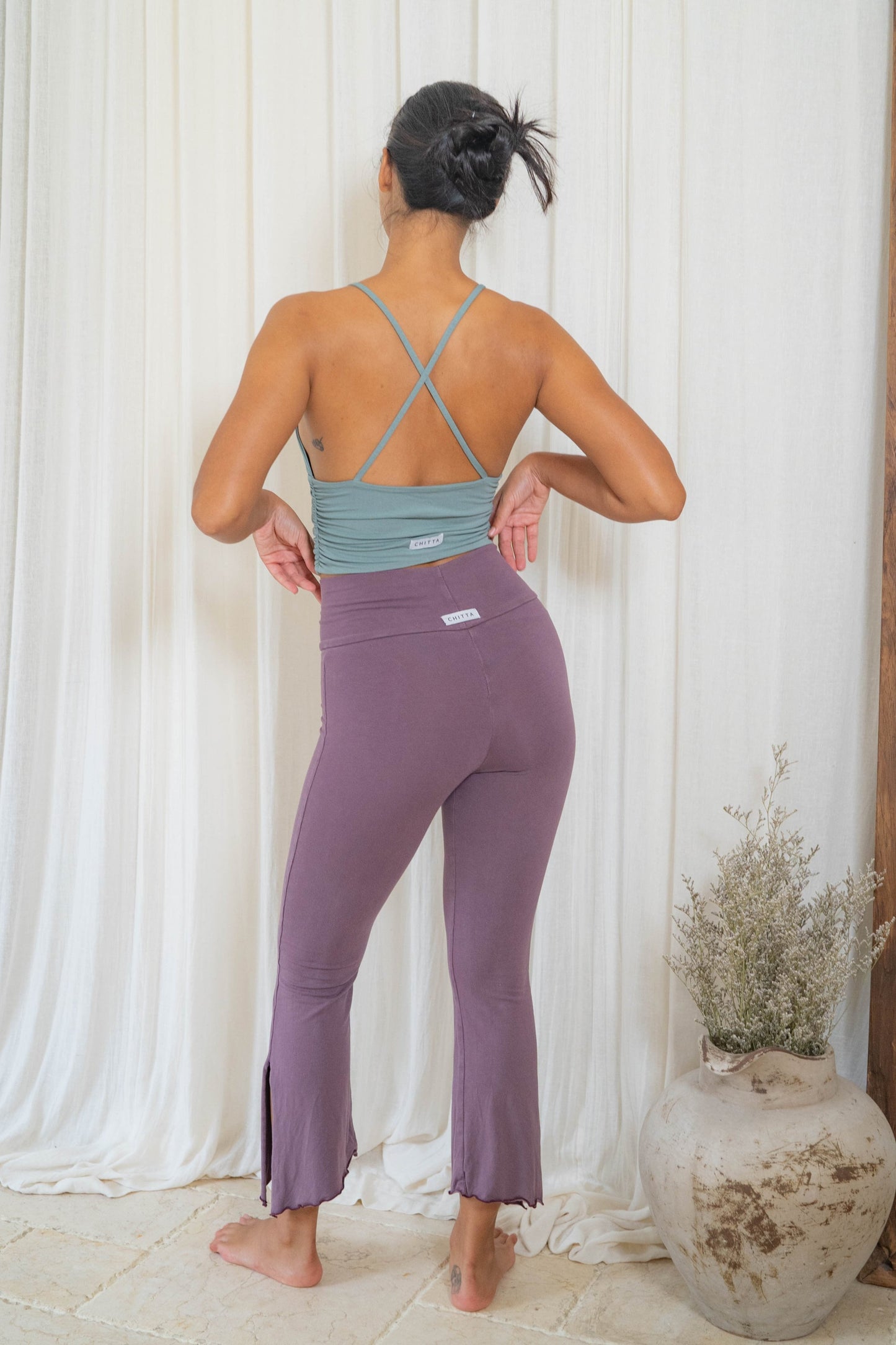 Chetna Flare Pants with Slit - Eggplant
