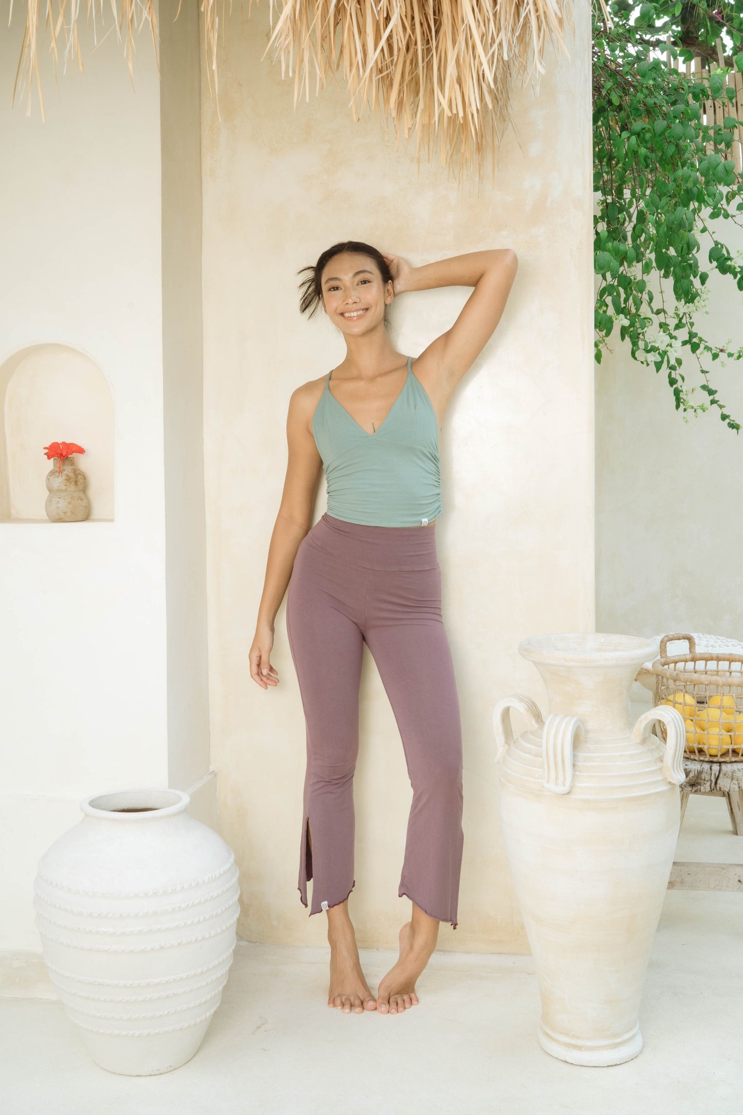 Chetna Flare Pants with Slit - Eggplant