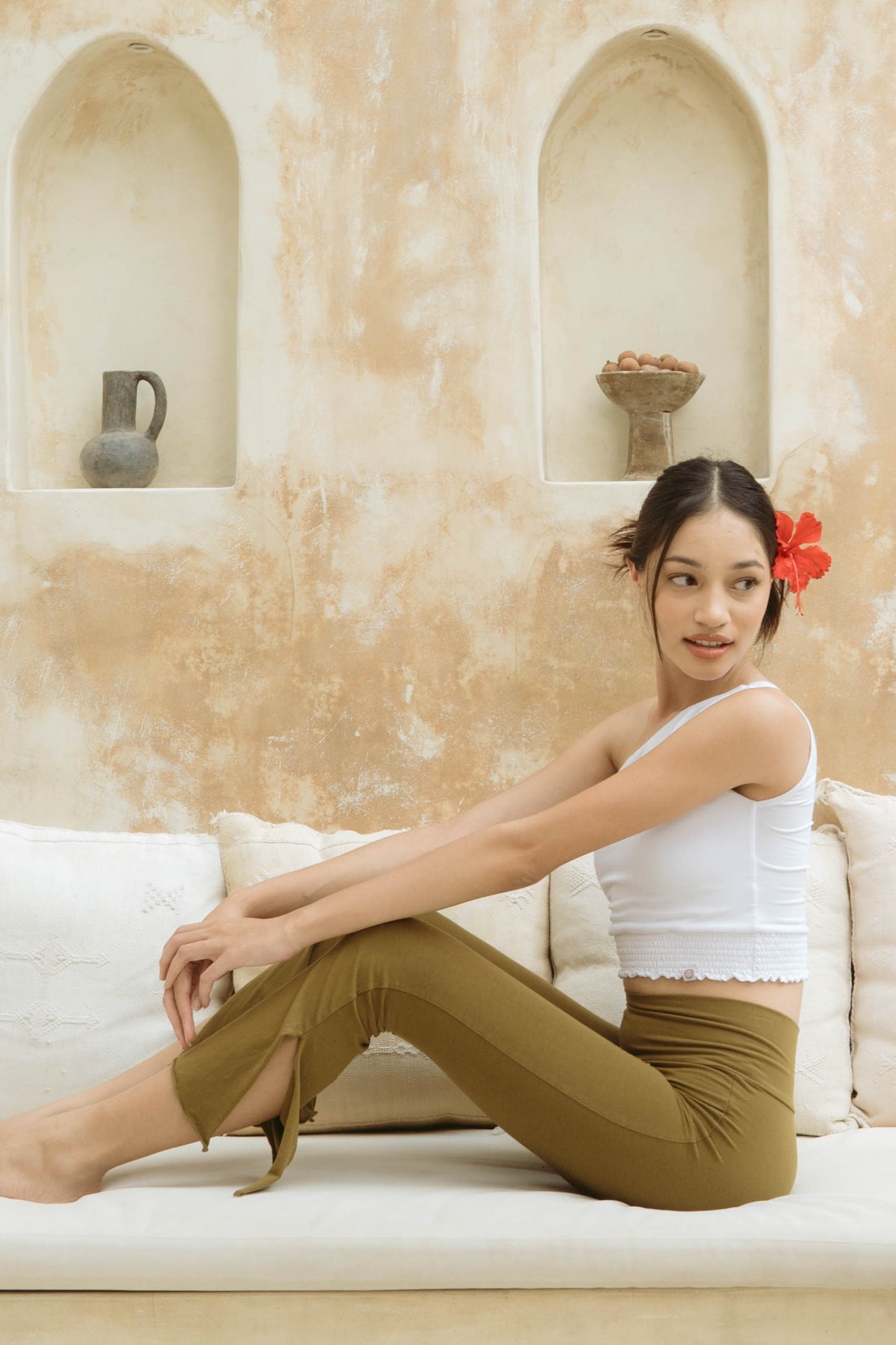 Chetna Flare Pants with Slit - Olive