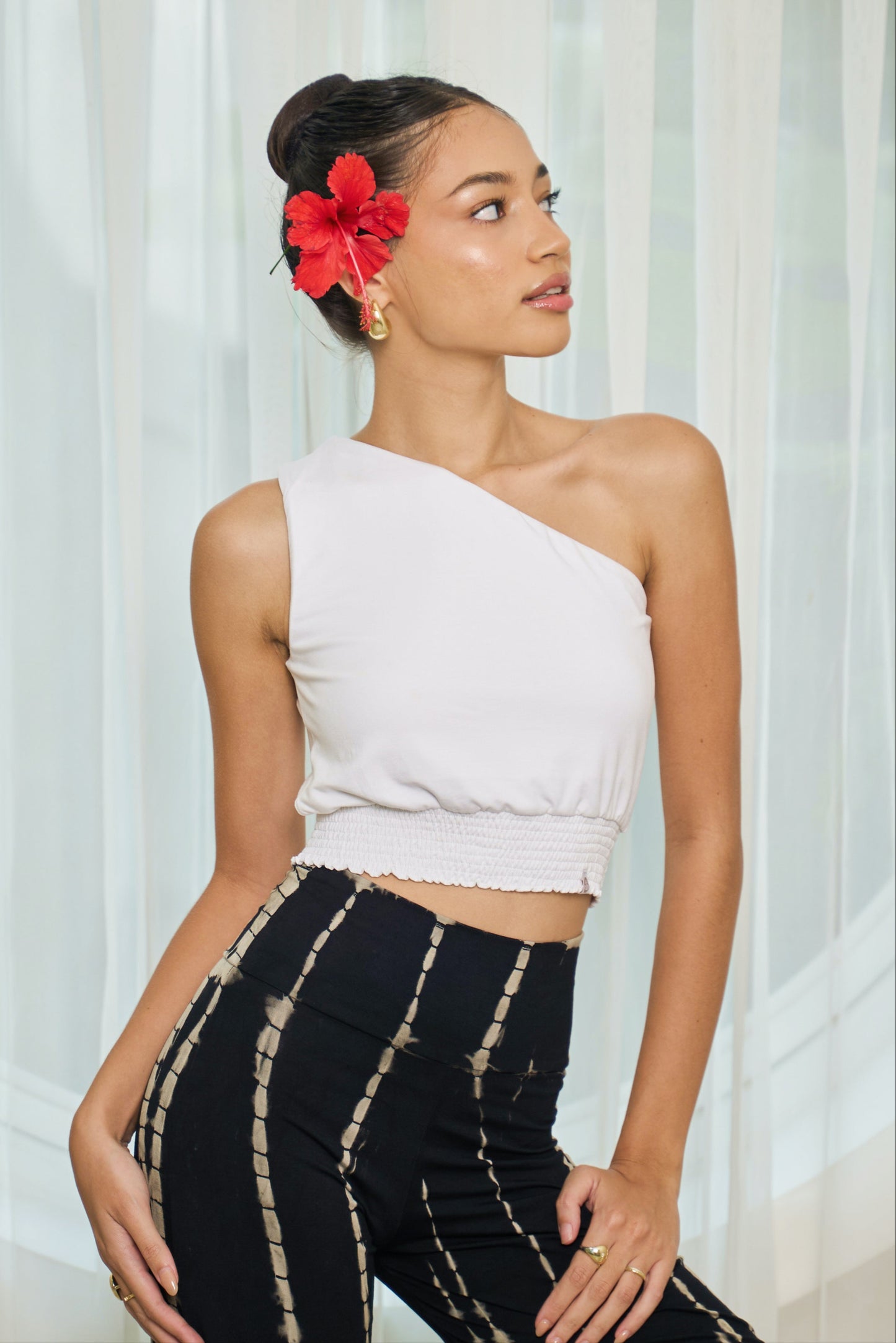 (Premium Modal) Dhyana Off-shoulder Top - White