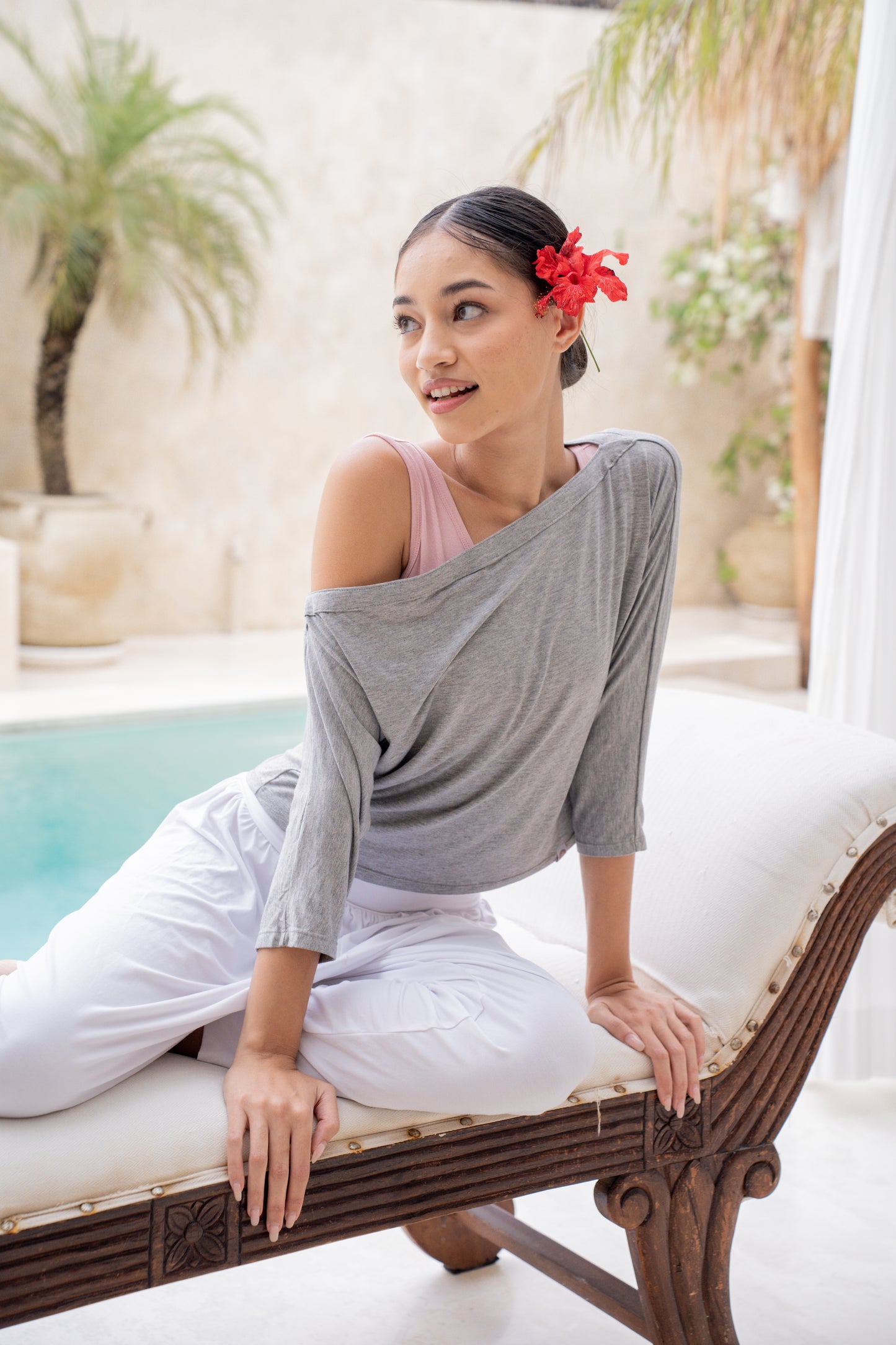 Nadi Off-Shoulder Drape - Fog