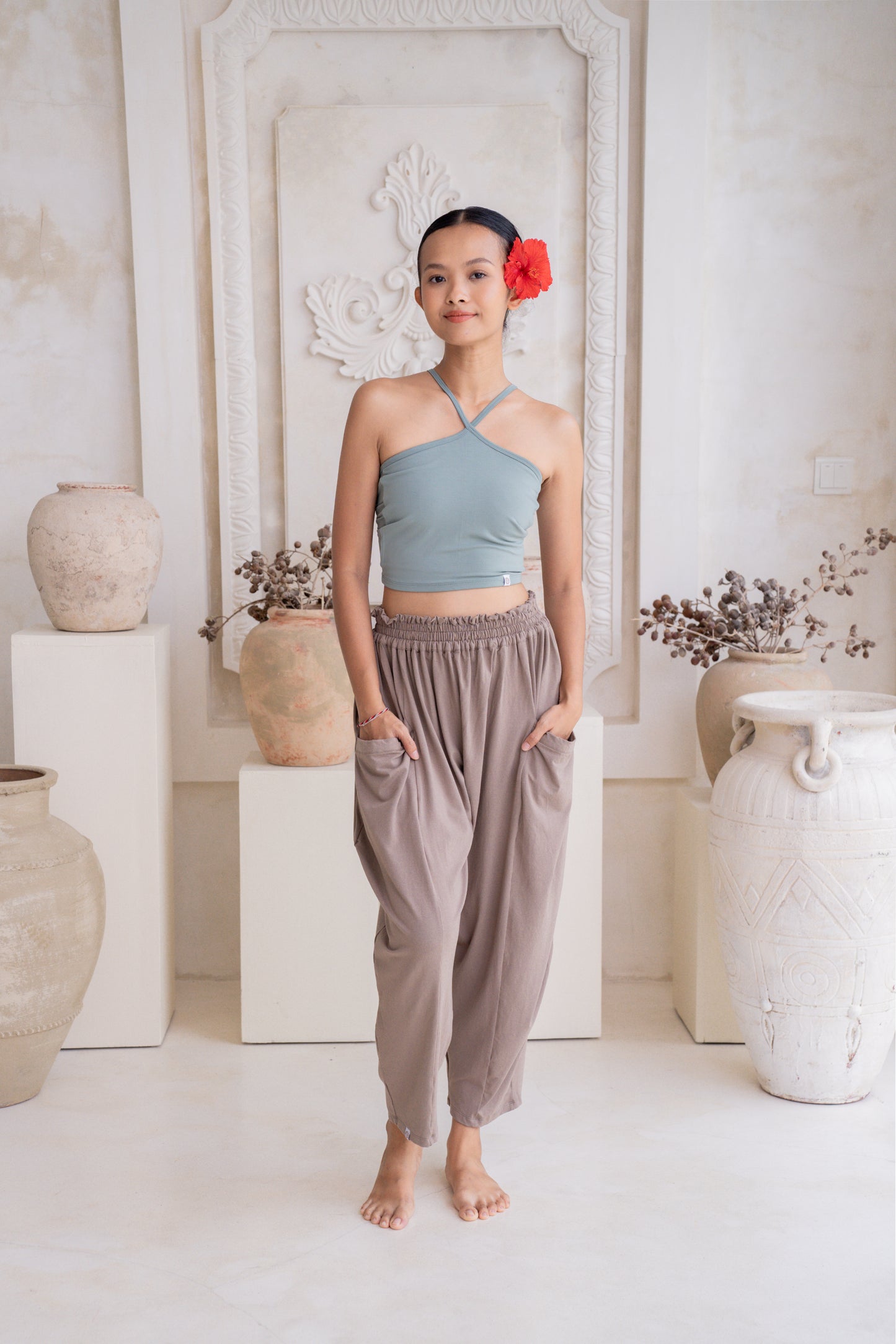 Maya Draped Pants with Pockets - Sable