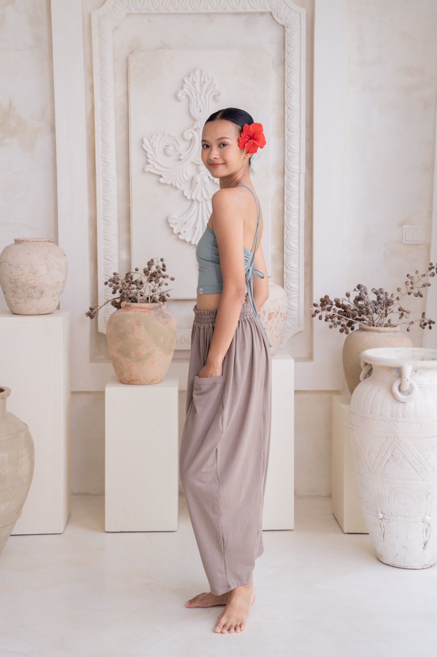 Maya Draped Pants with Pockets - Sable
