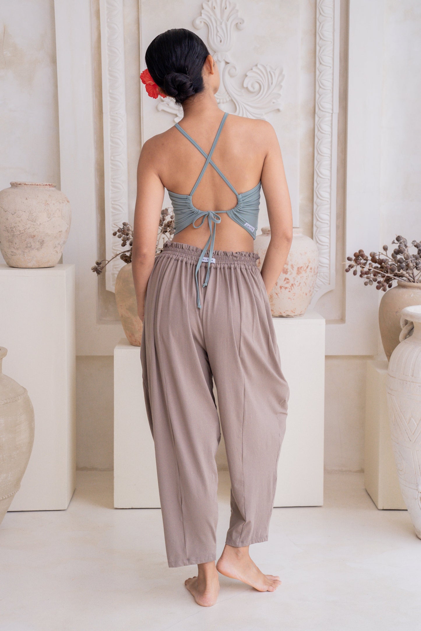Maya Draped Pants with Pockets - Sable
