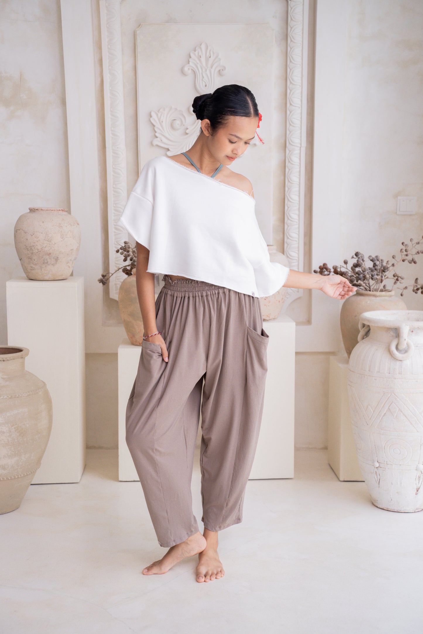 Maya Draped Pants with Pockets - Sable