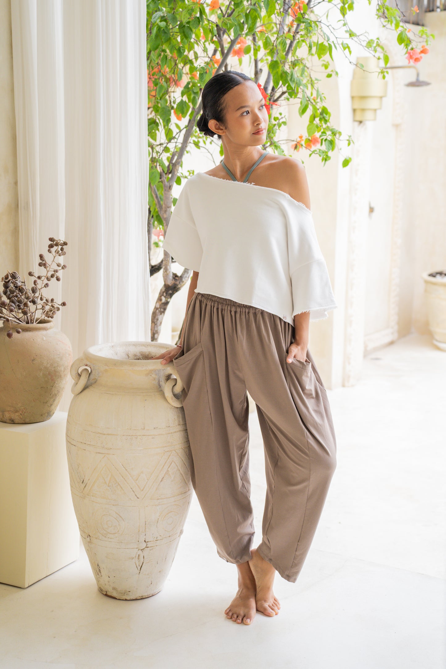 Maya Draped Pants with Pockets - Sable