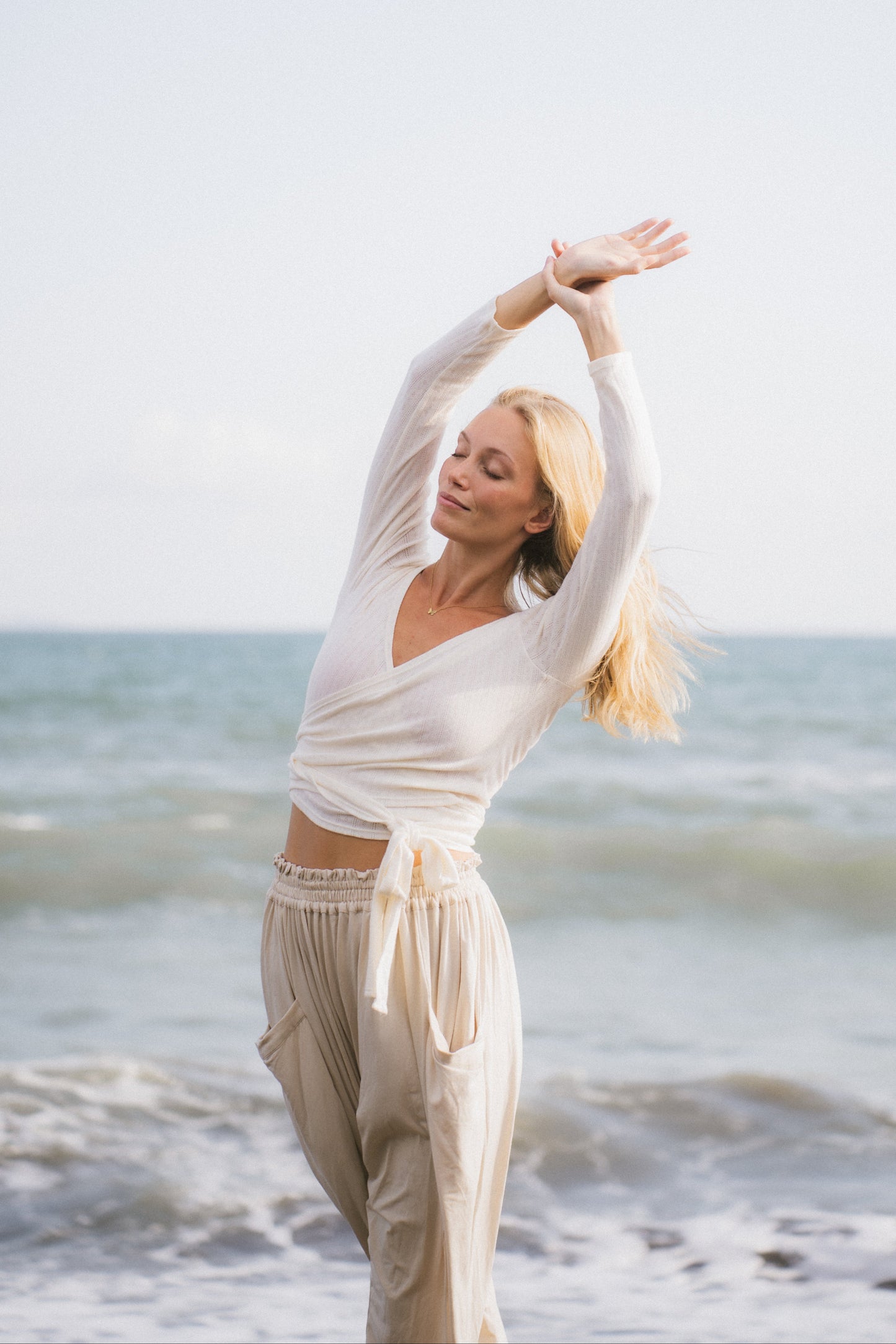 Sara Wrap Pointelle Cardigan - French Vanilla