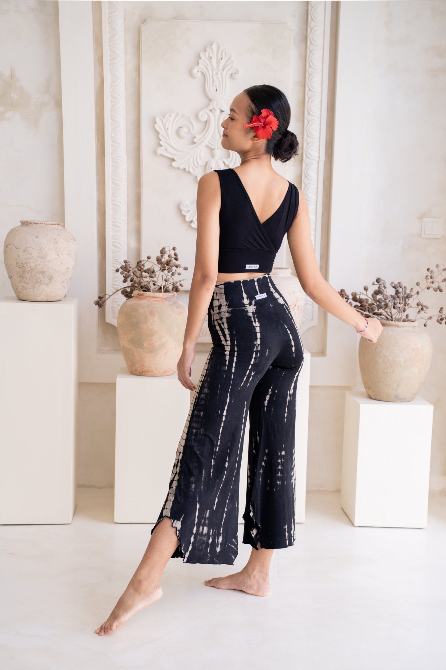 Chandra Flare Pants - Tie-dye Black