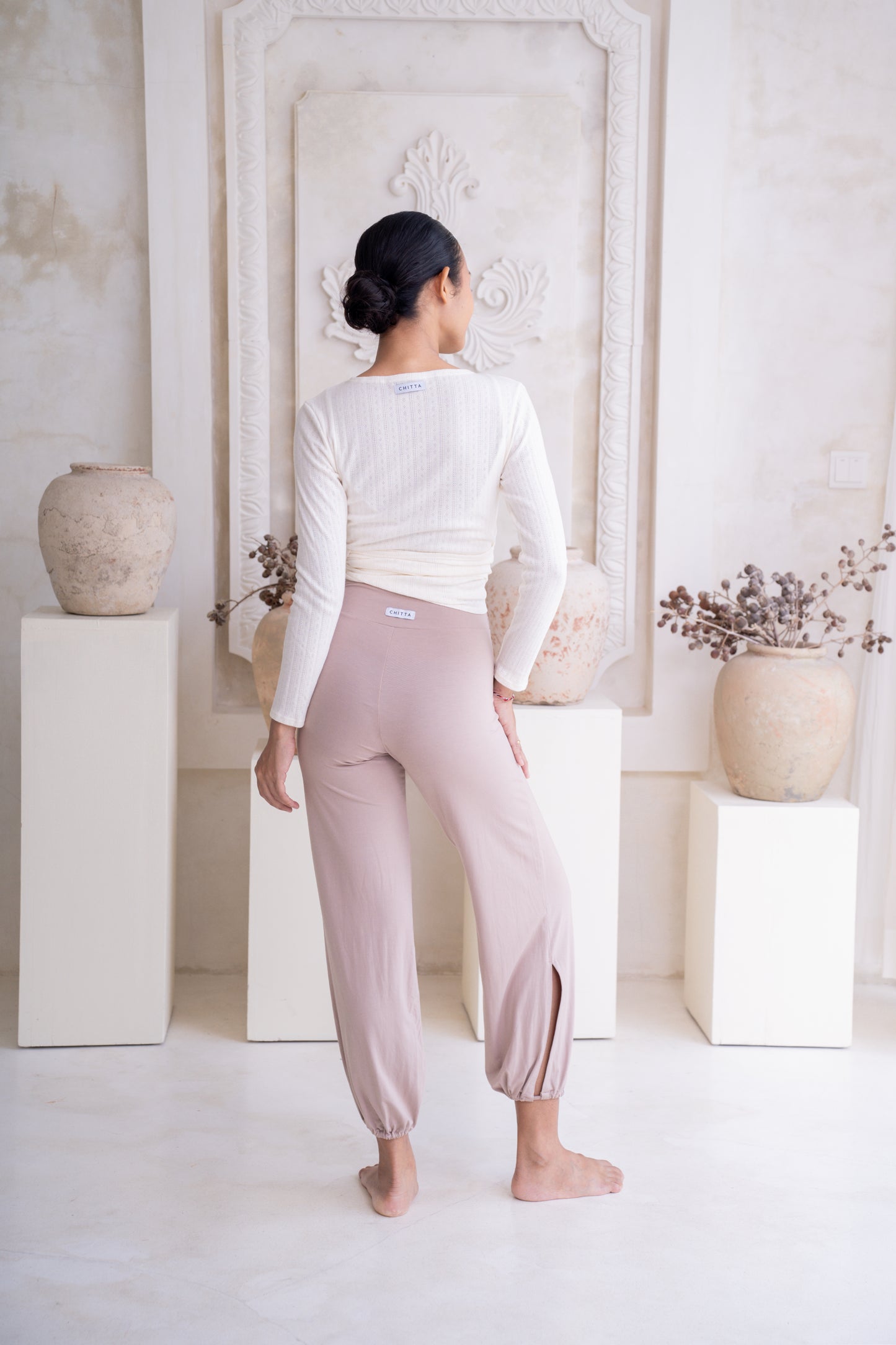 Sita Jogger Pants with Slit - Sand