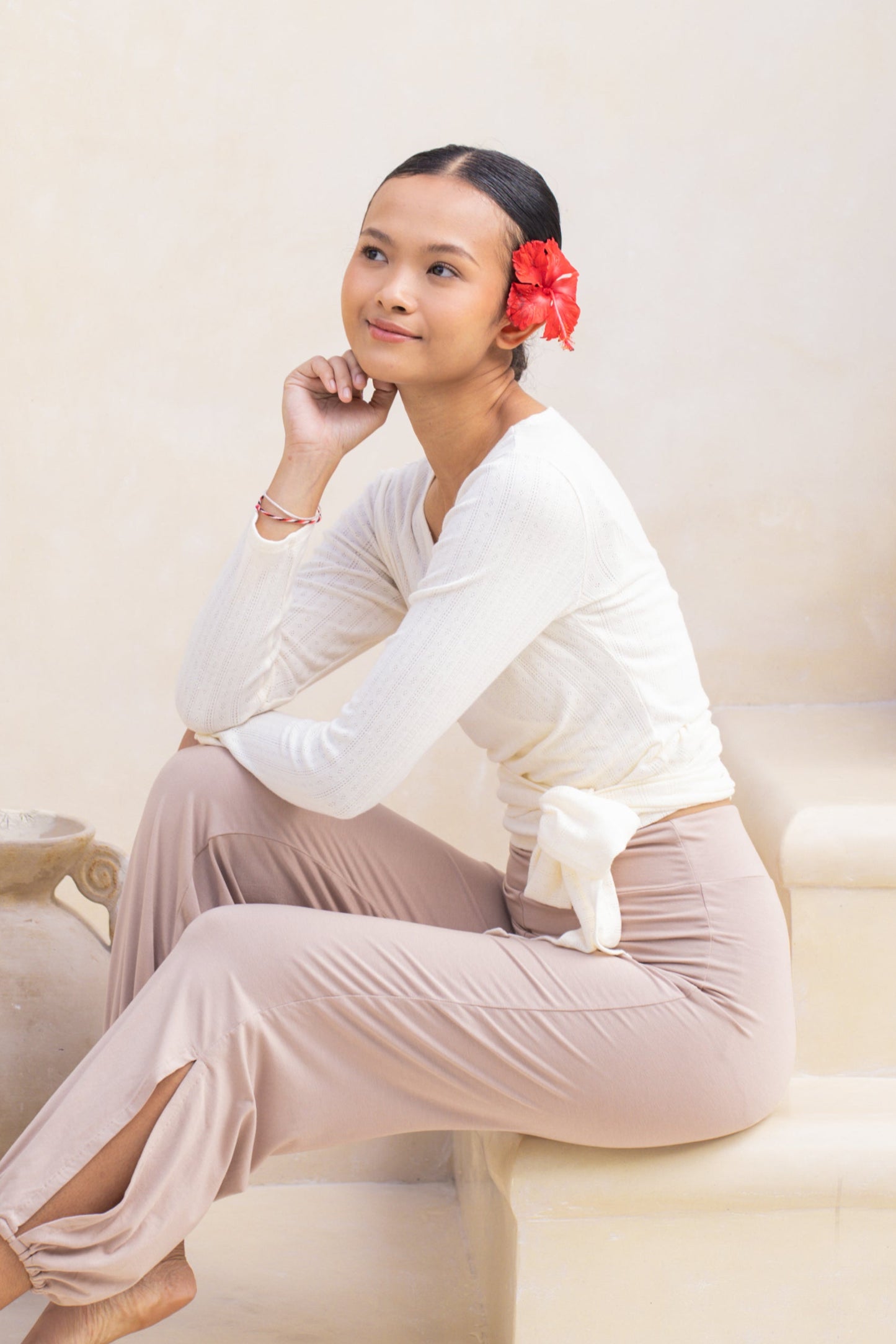 Sara Wrap Pointelle Cardigan - French Vanilla