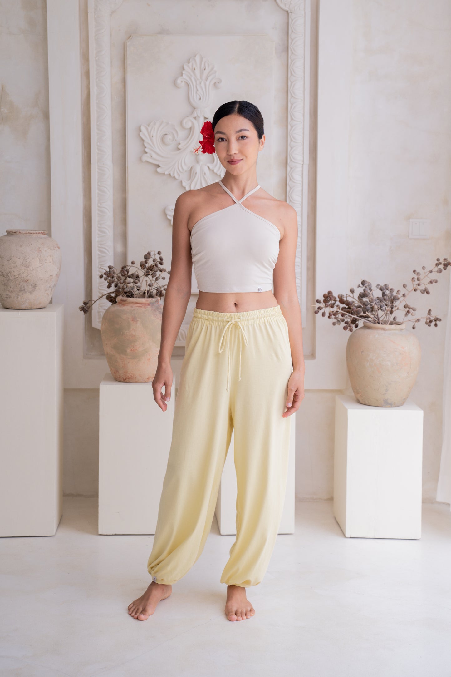 Soma Wide Joggers - Lemon