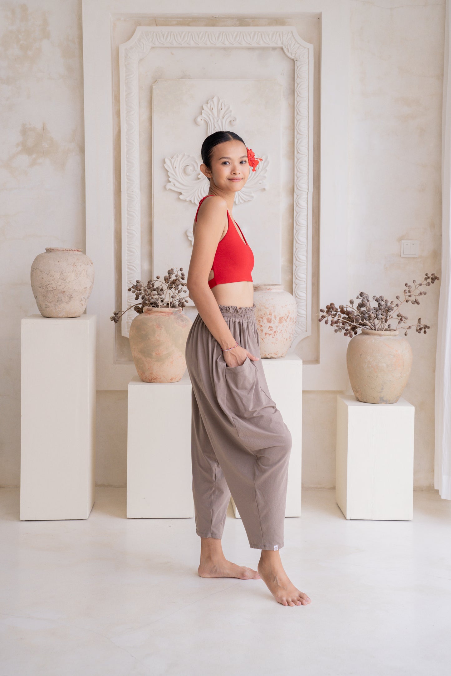 Maya Draped Pants with Pockets - Sable