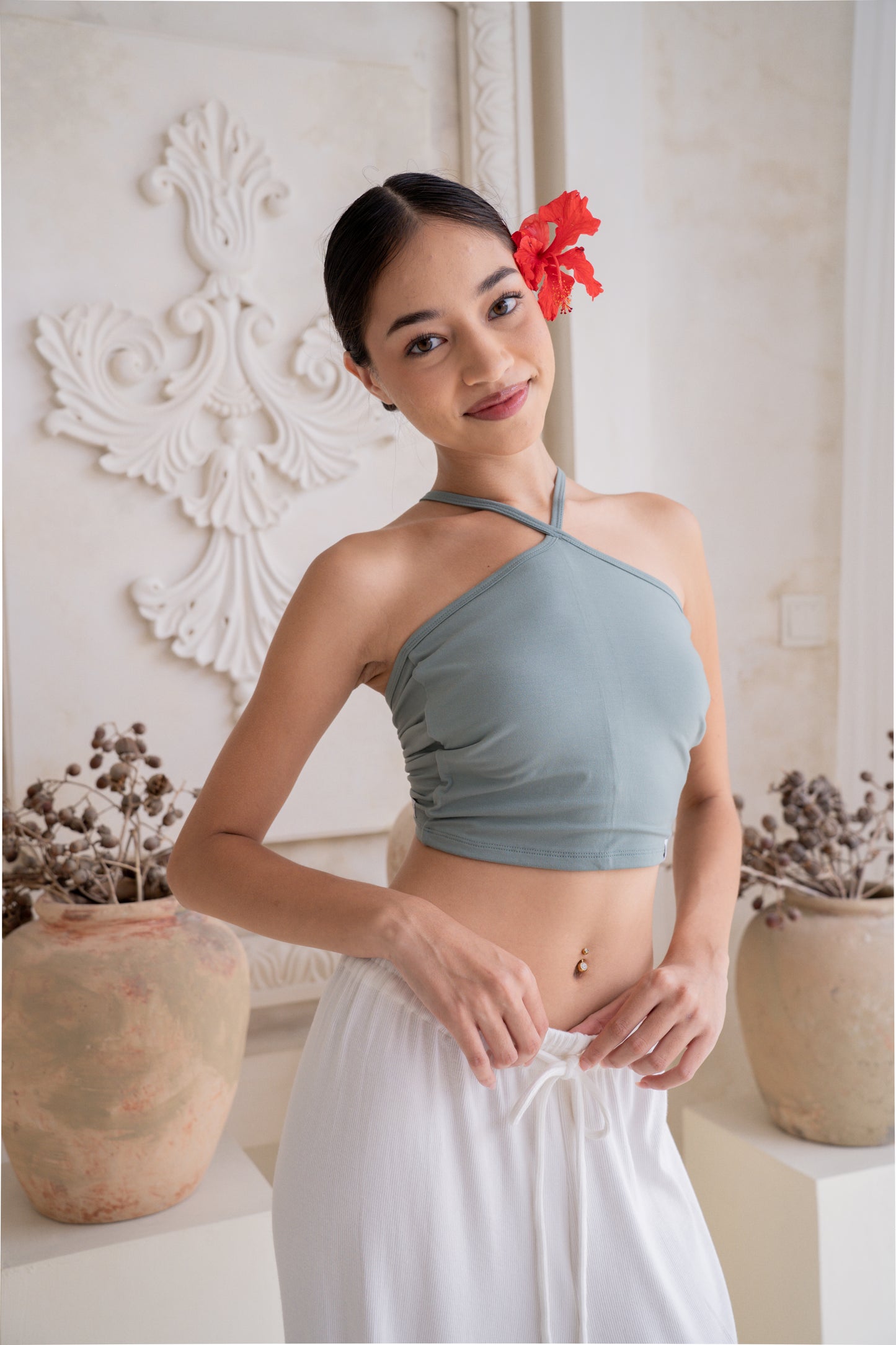 Turiya Halter-neck Top - Sage