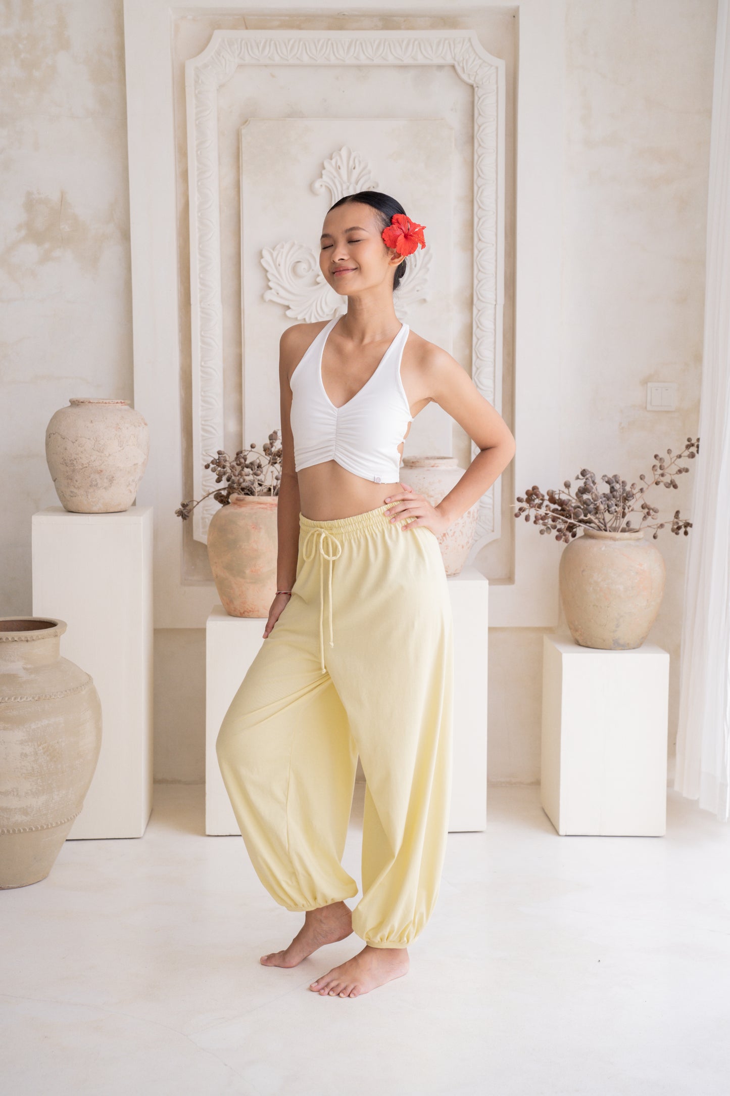 Soma Wide Joggers - Lemon