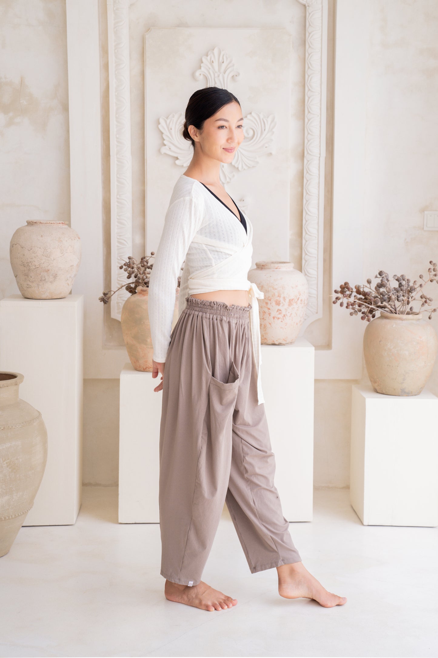 Maya Draped Pants with Pockets - Sable