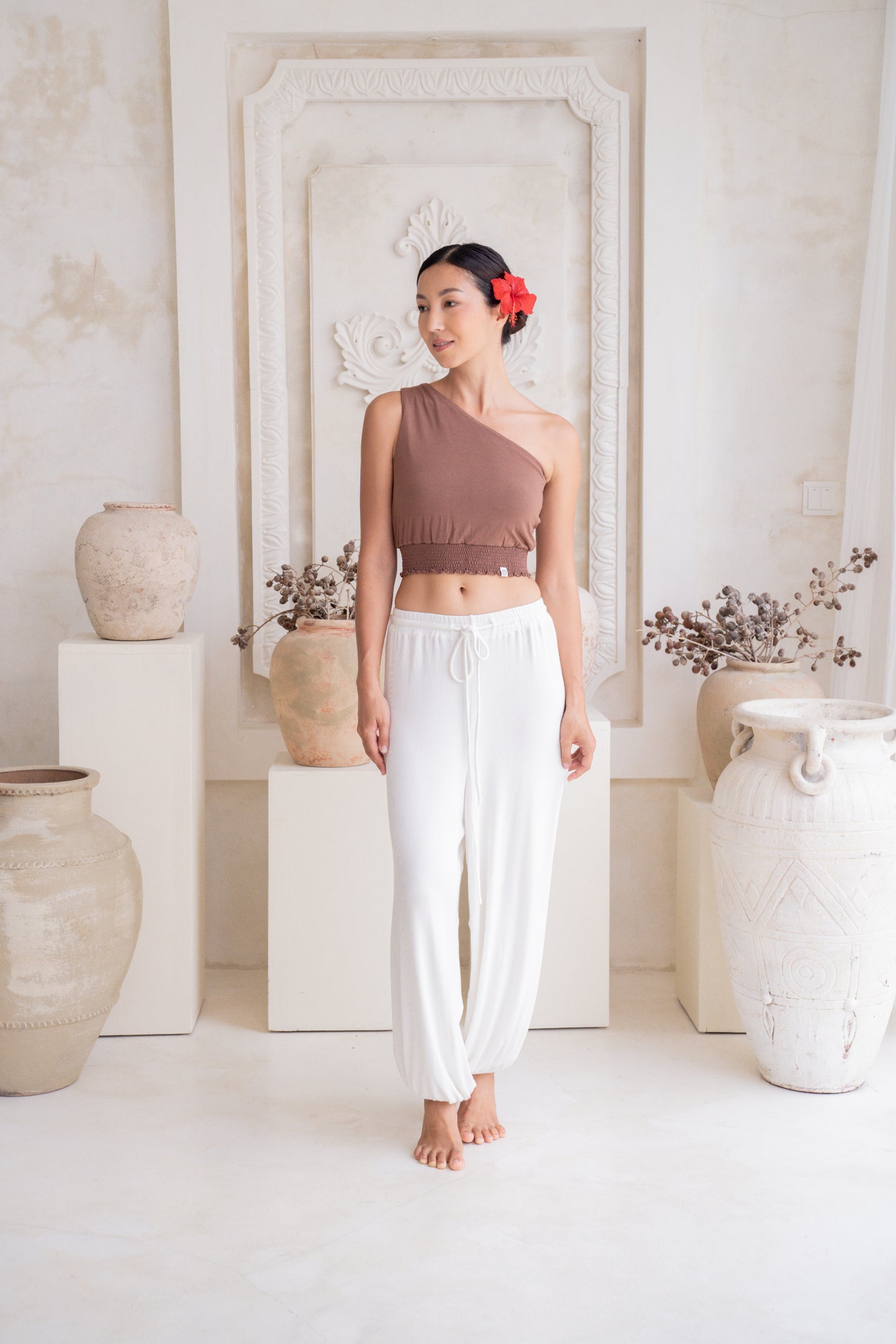 Soma Wide Ribbed Joggers - Crème