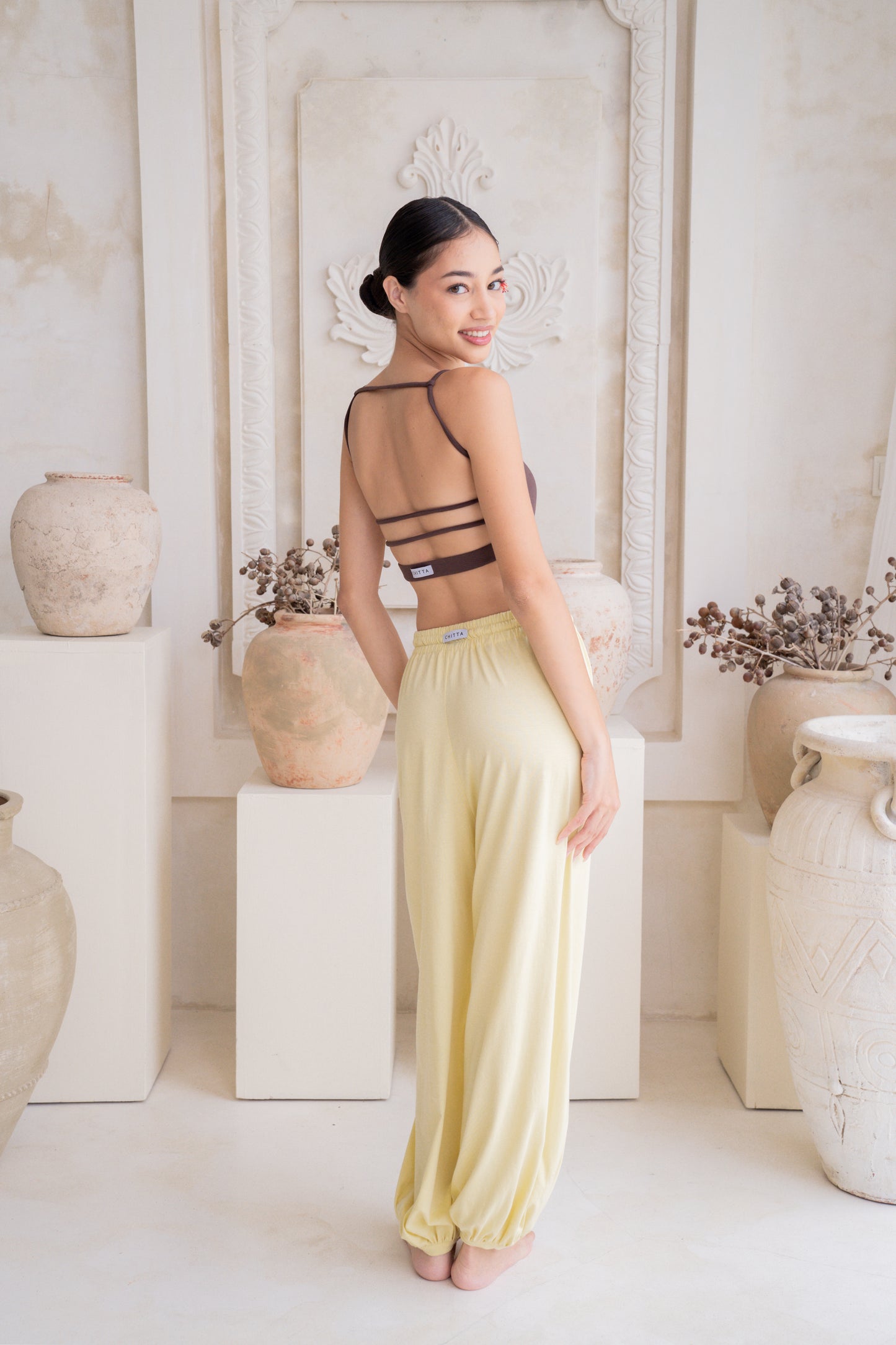 Soma Wide Joggers - Lemon