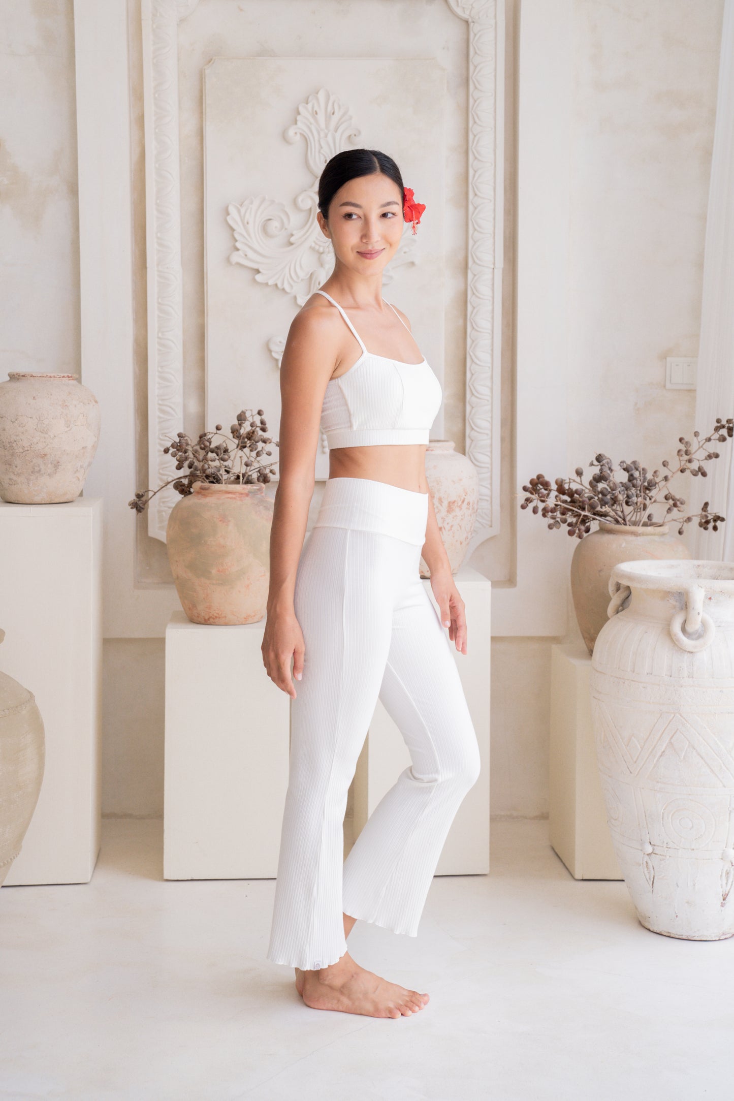 Sadhana Ribbed Flare Pants - Crème