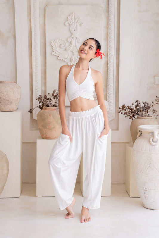 Maya Draped Pants with Pockets - Coconut Milk