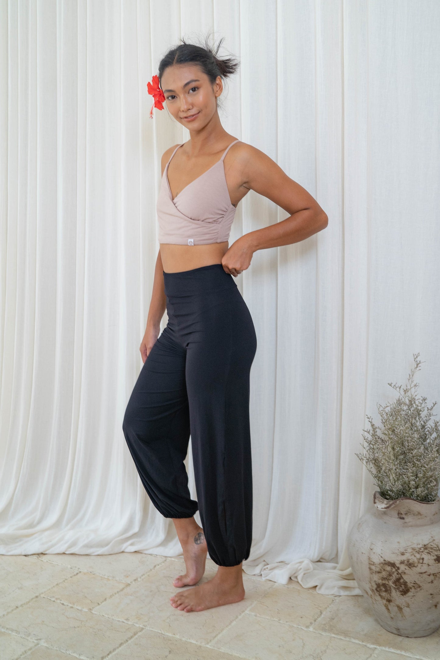 Sita Jogger Pants with Slit - Black
