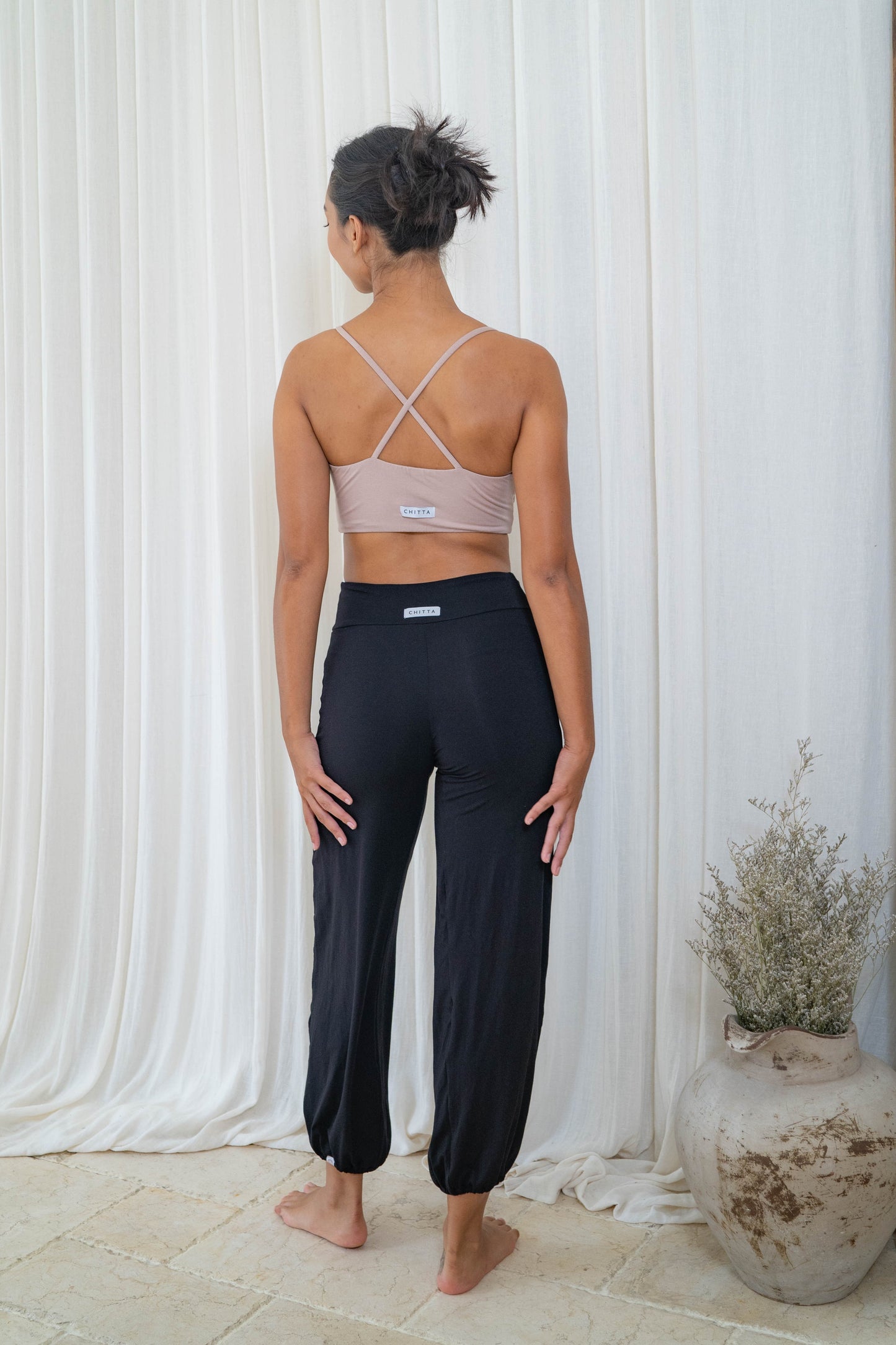 Sita Jogger Pants with Slit - Black