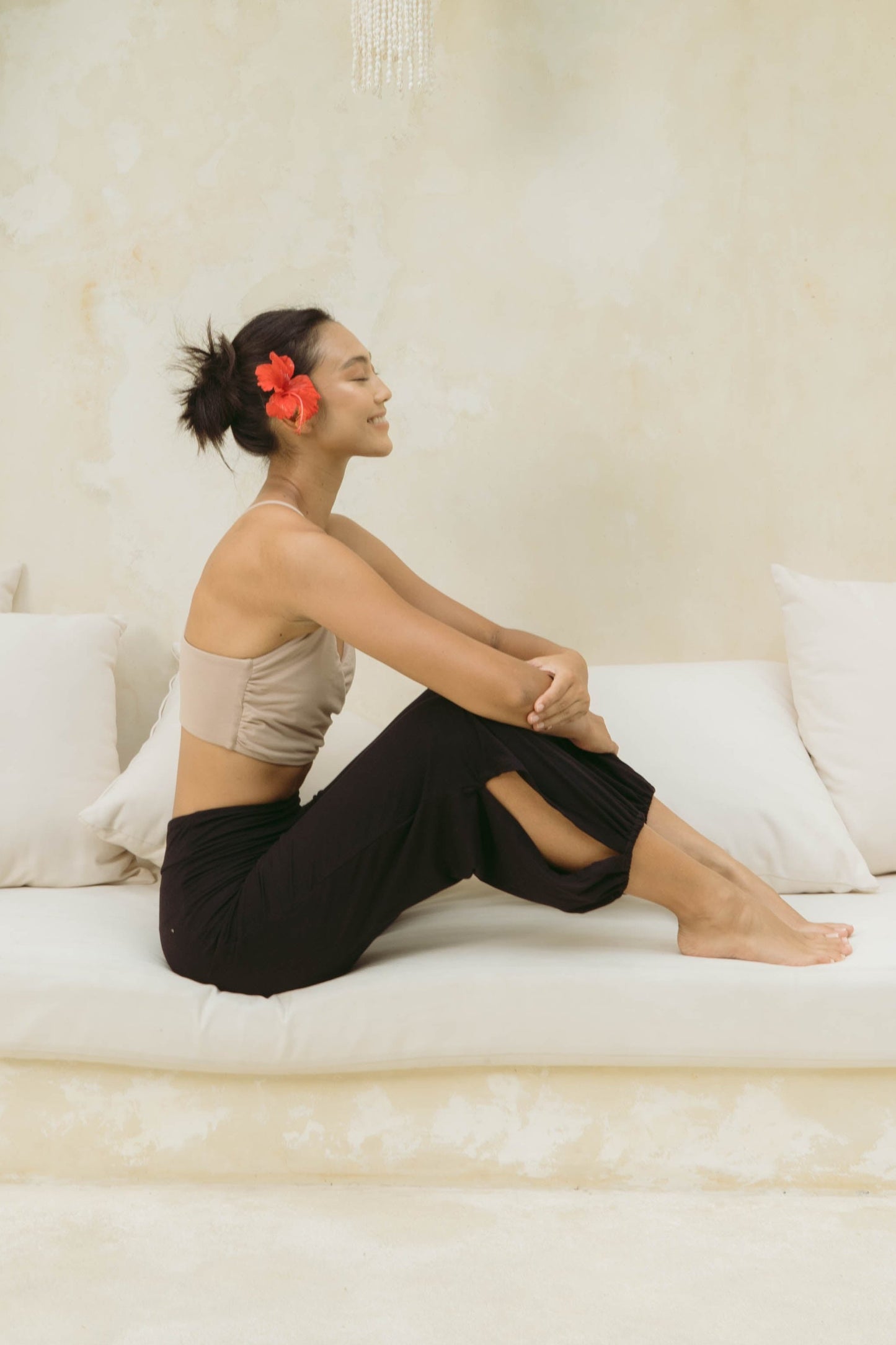 Sita Jogger Pants with Slit - Black