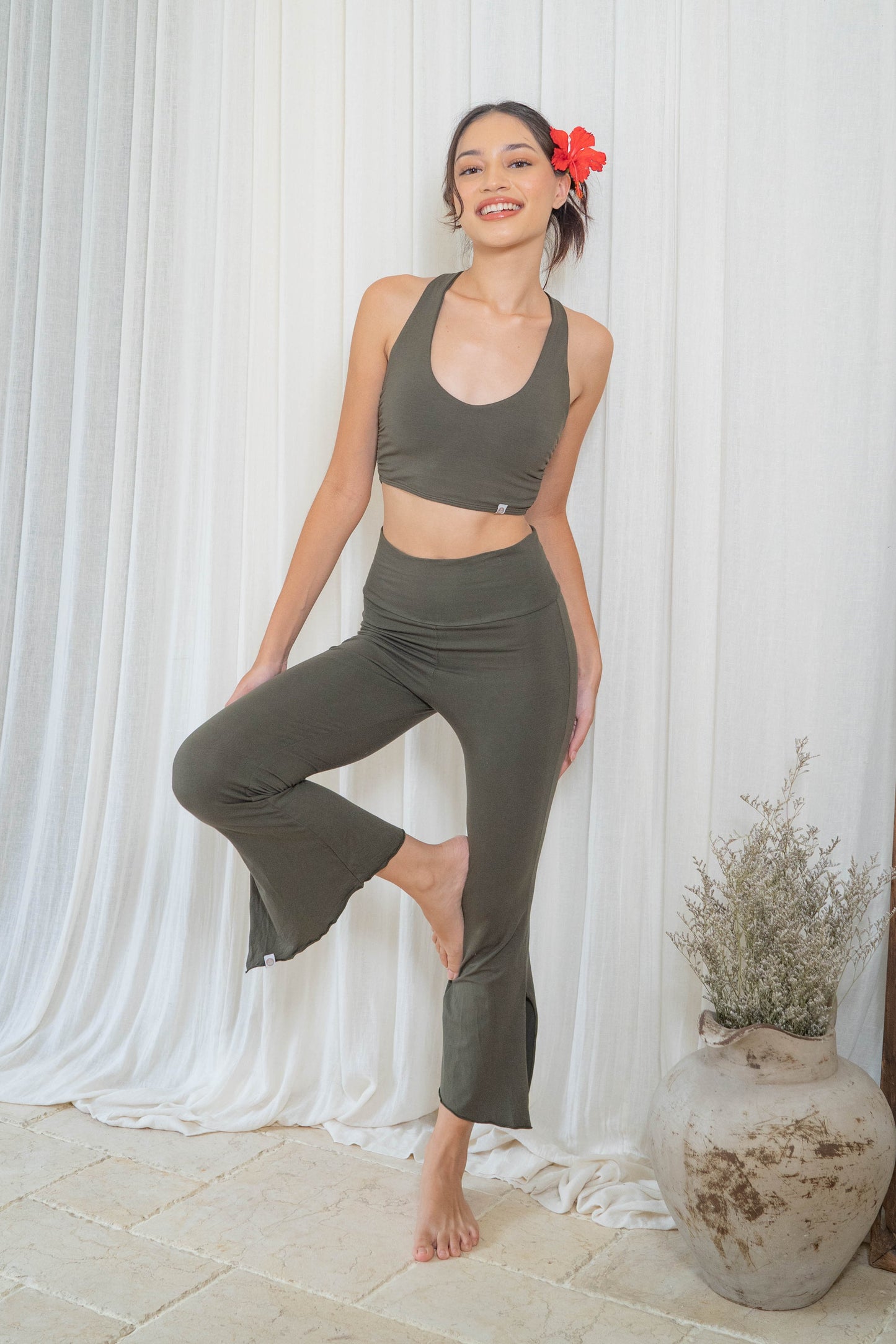 Chetna Flare Pants with Slit - Forest