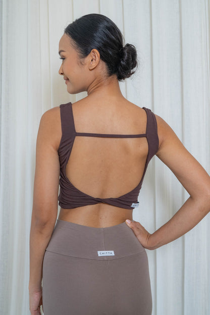 Devi Twist Back Top - Chocolate