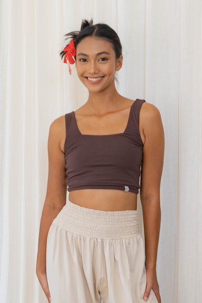 Devi Twist Back Top - Chocolate