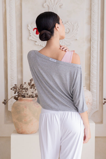 Nadi Off-Shoulder Drape - Fog