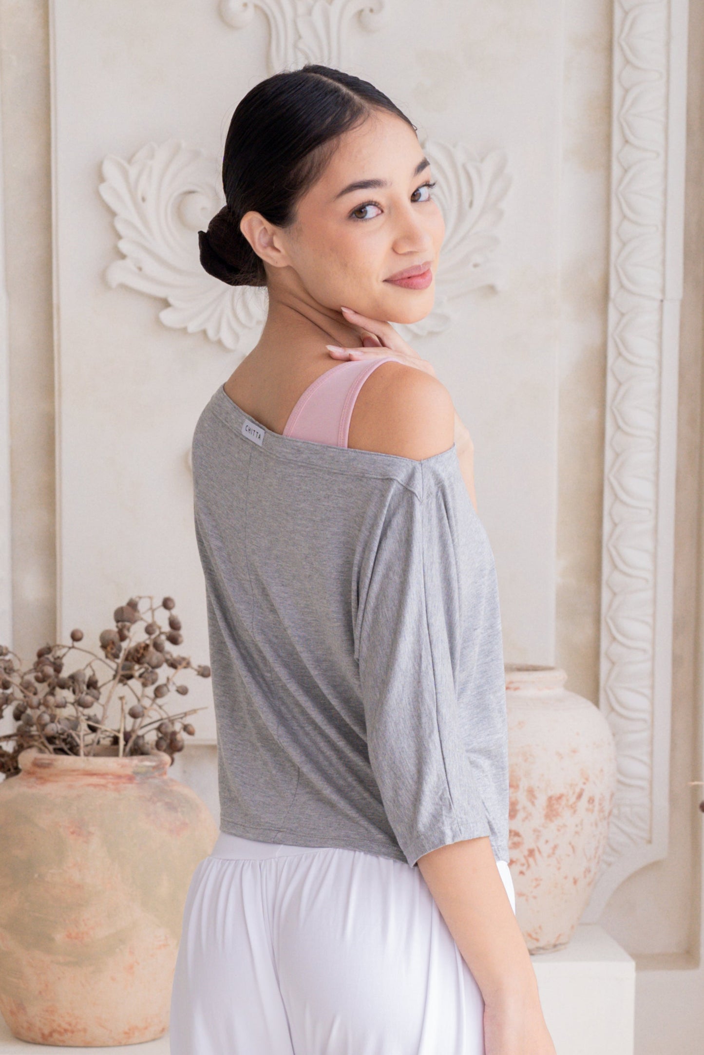 Nadi Off-Shoulder Drape - Fog