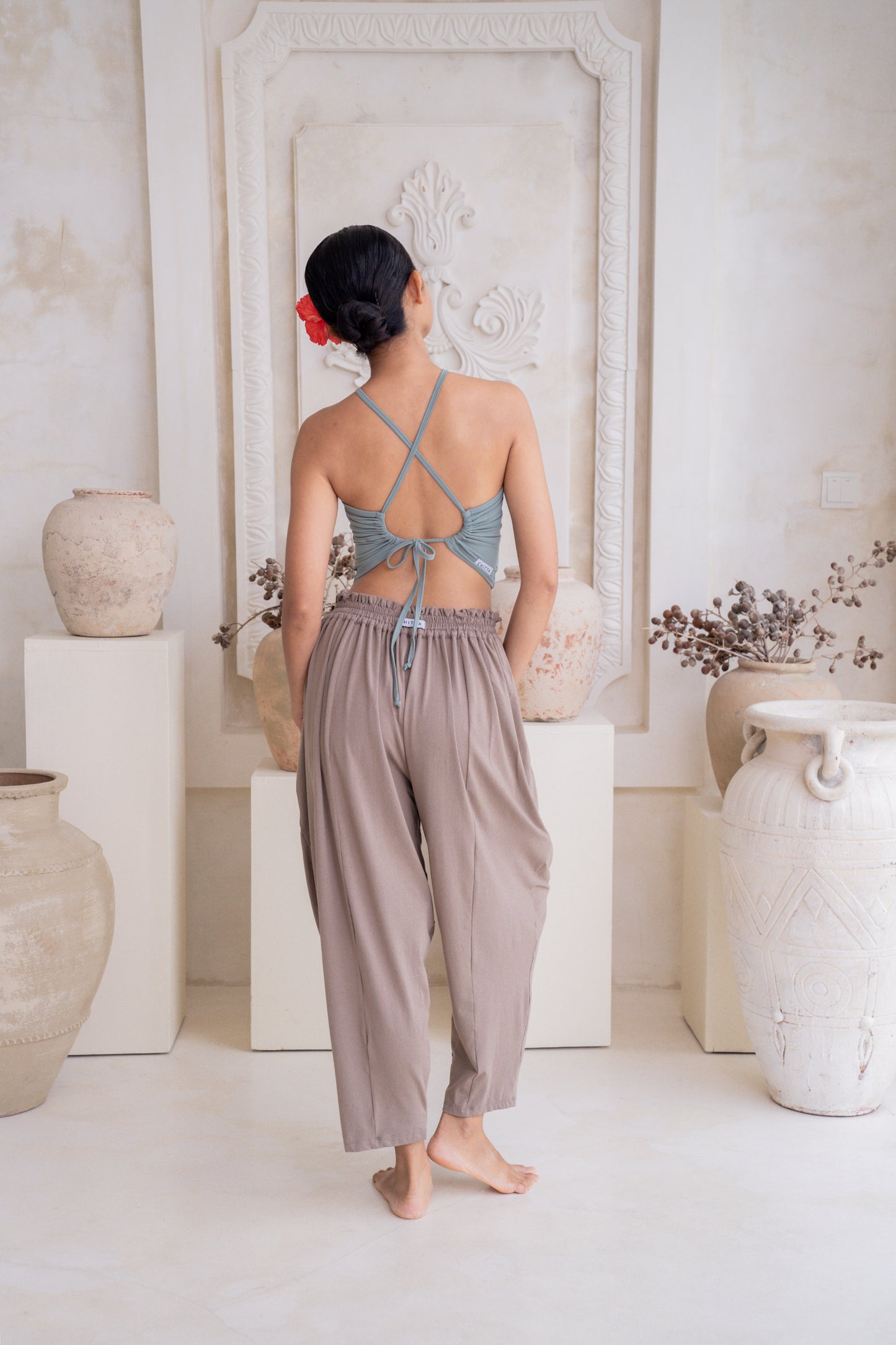 Maya Draped Pants with Pockets - Sable