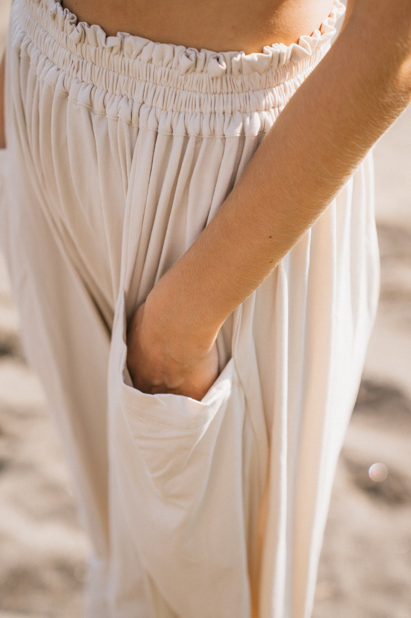 Maya Draped Pants with Pockets - Seashell