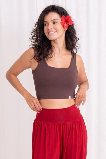 Devi Twist Back Top - Chocolate