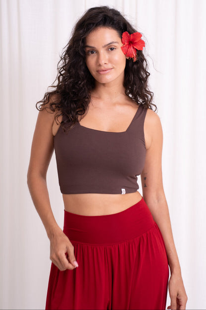 Devi Twist Back Top - Chocolate
