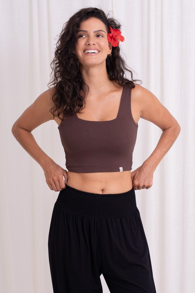 Devi Twist Back Top - Chocolate