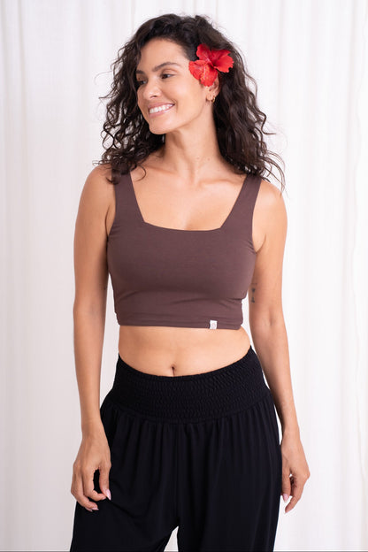 Devi Twist Back Top - Chocolate