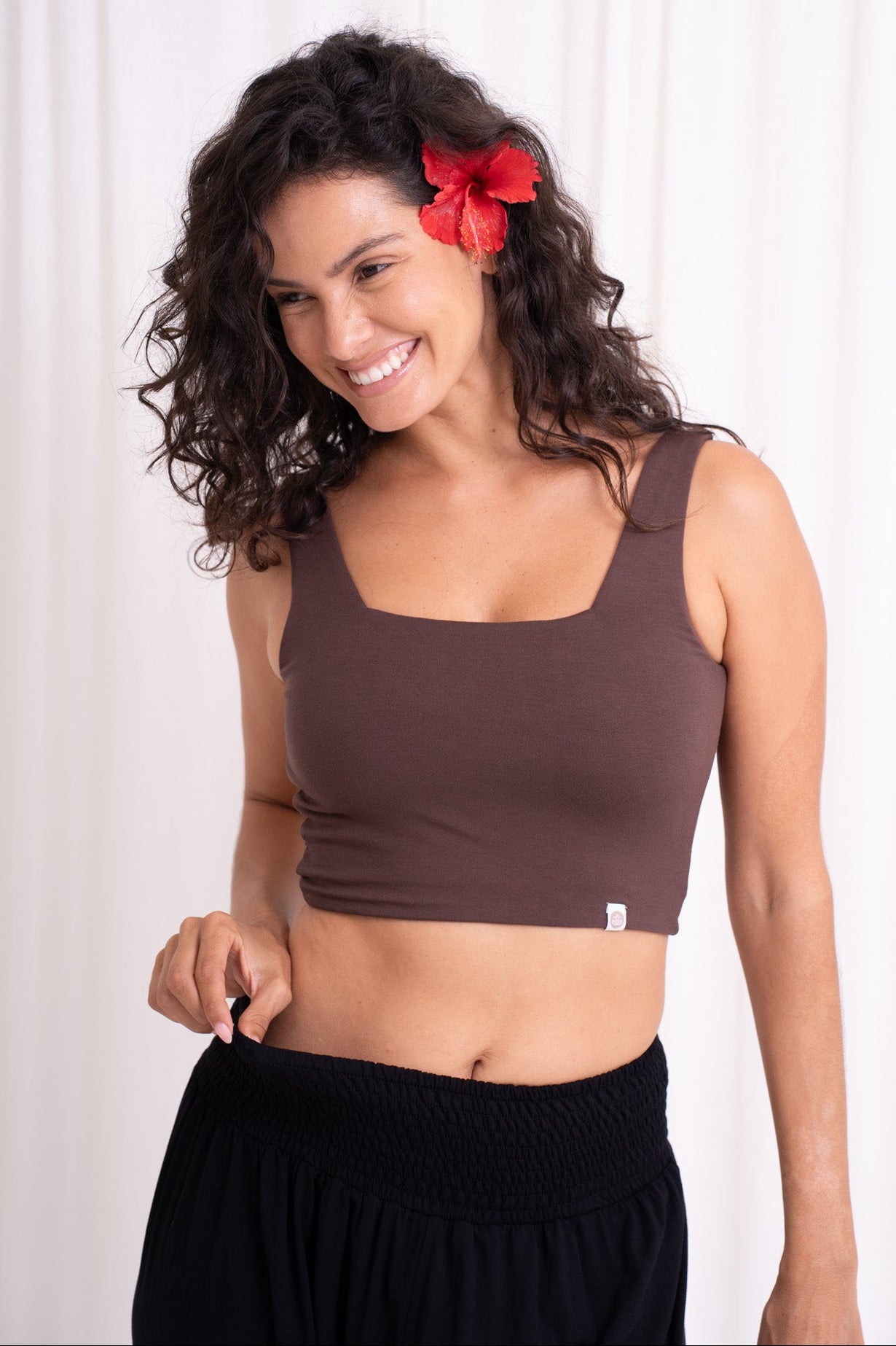 Devi Twist Back Top - Chocolate