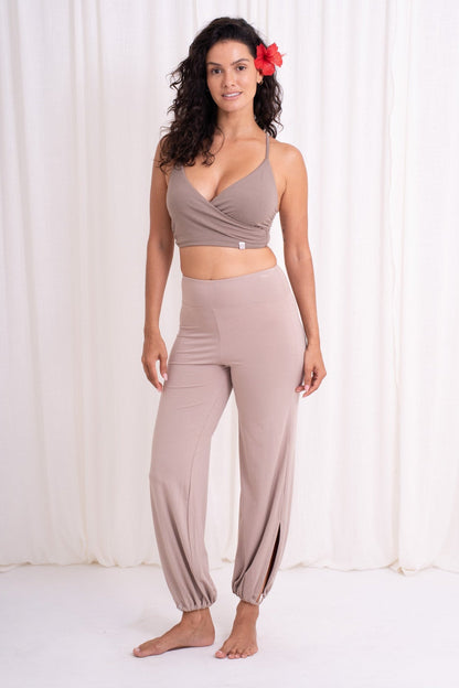 Sita Jogger Pants with Slit - Sand