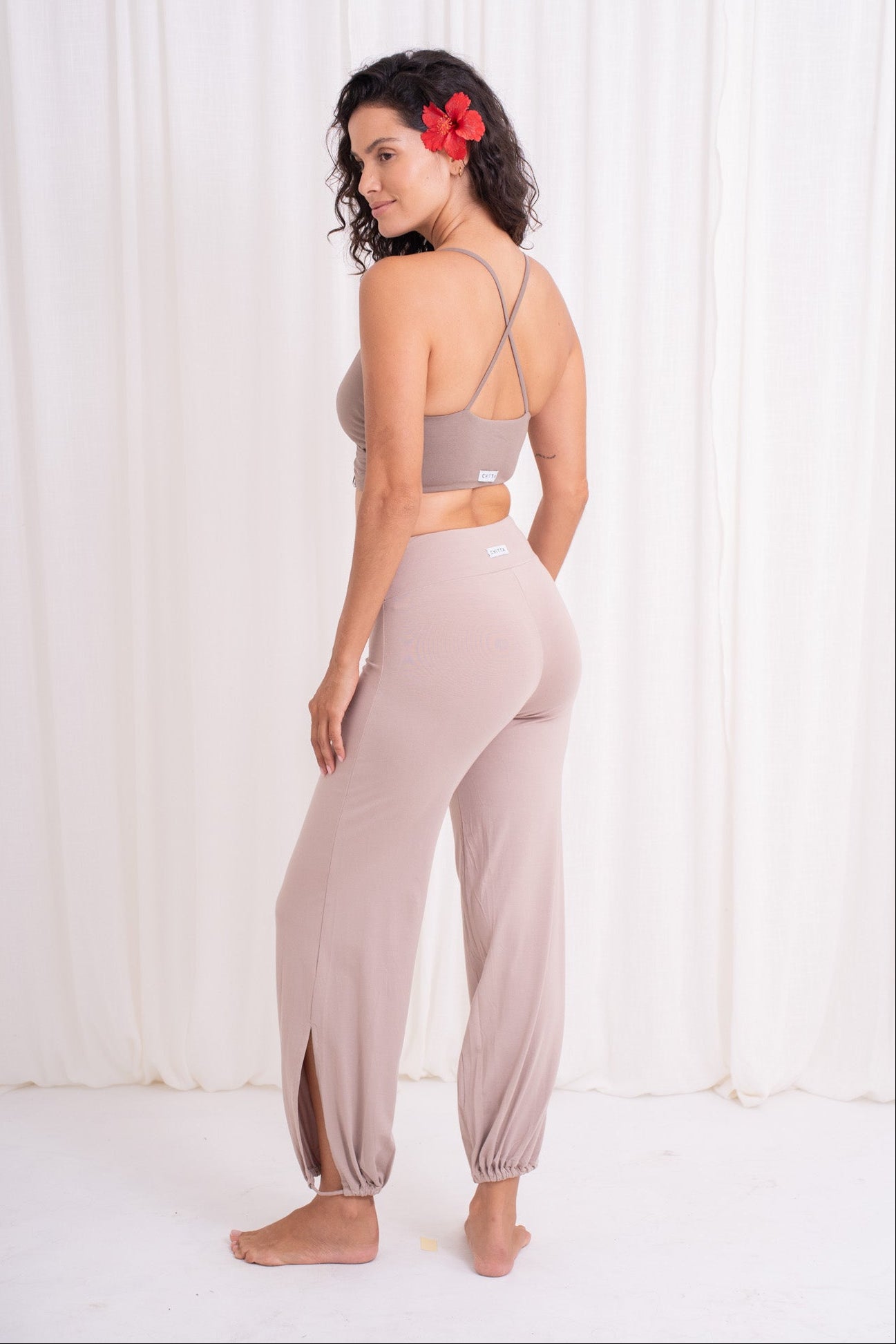 Sita Jogger Pants with Slit - Sand