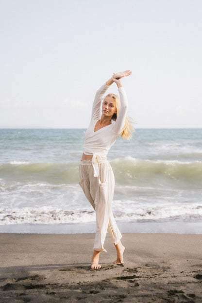 Maya Draped Pants with Pockets - Seashell