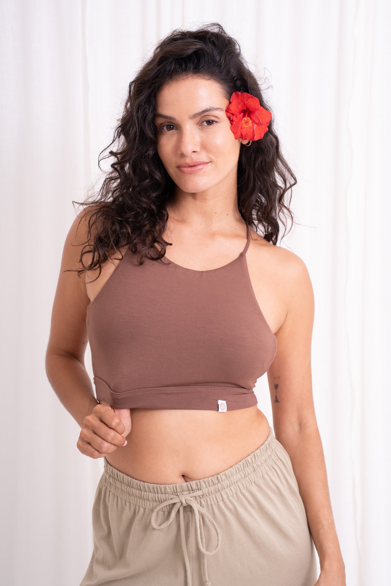 Ananda Cross Back Top - Cocoa