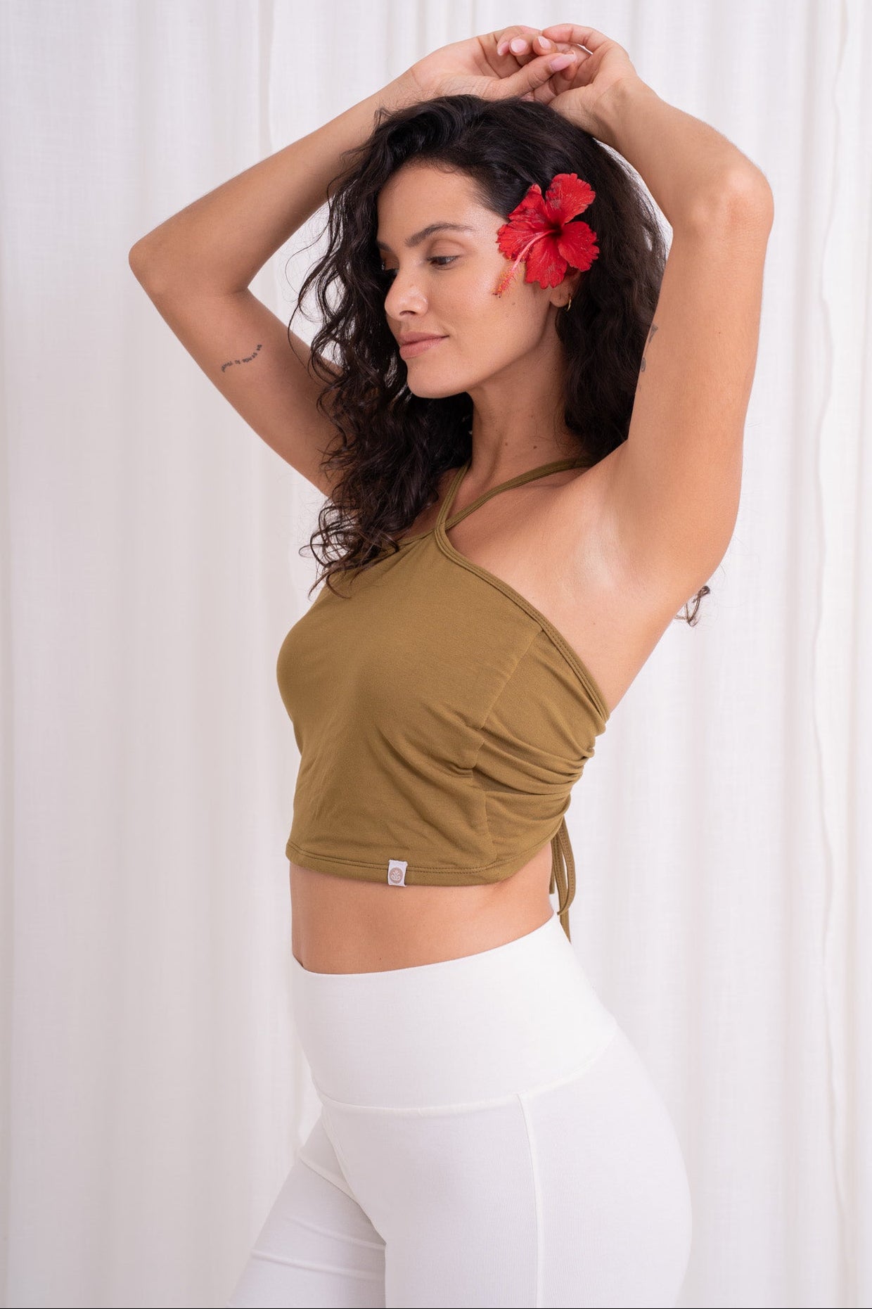 Turiya Halter-neck Top - Olive