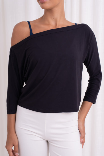 Nadi Off-Shoulder Drape - Black