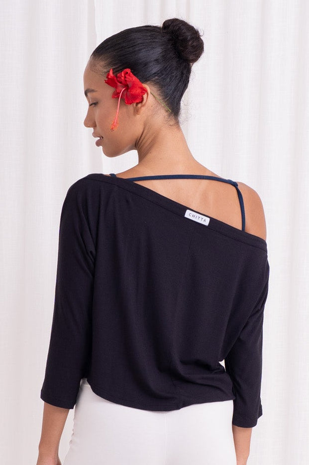 Nadi Off-Shoulder Drape - Black