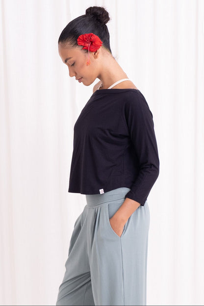 Nadi Off-Shoulder Drape - Black