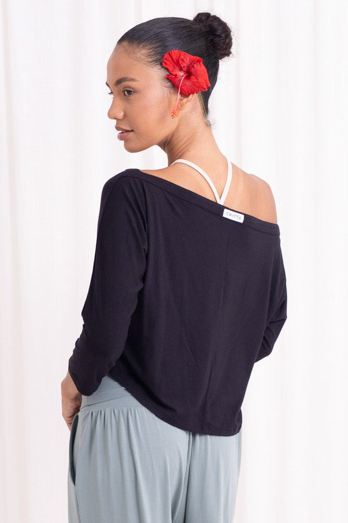 Nadi Off-Shoulder Drape - Black