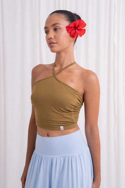 Turiya Halter-neck Top - Olive