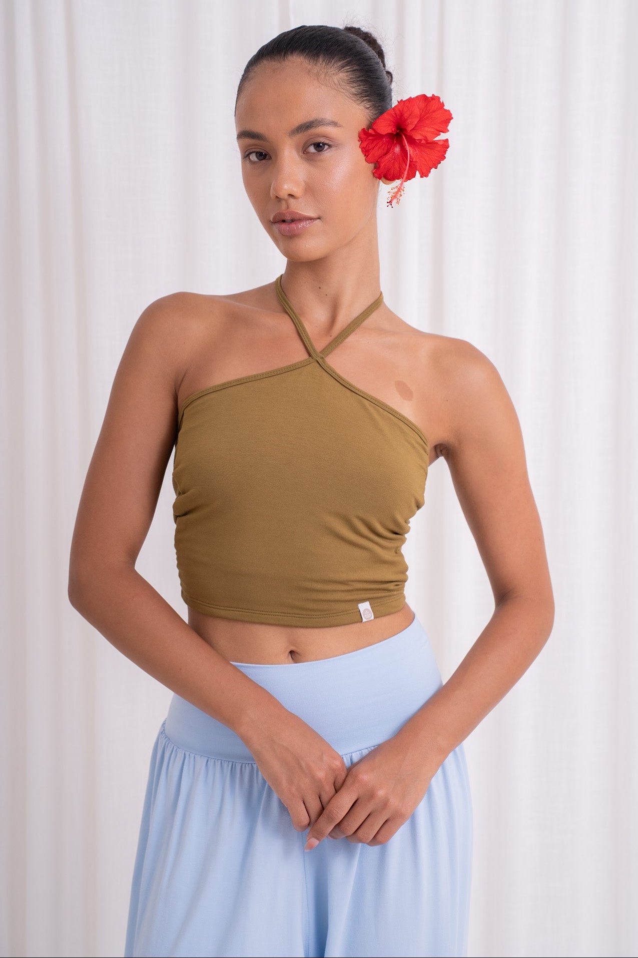 Turiya Halter-neck Top - Olive