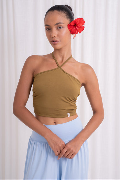 Turiya Halter-neck Top - Olive